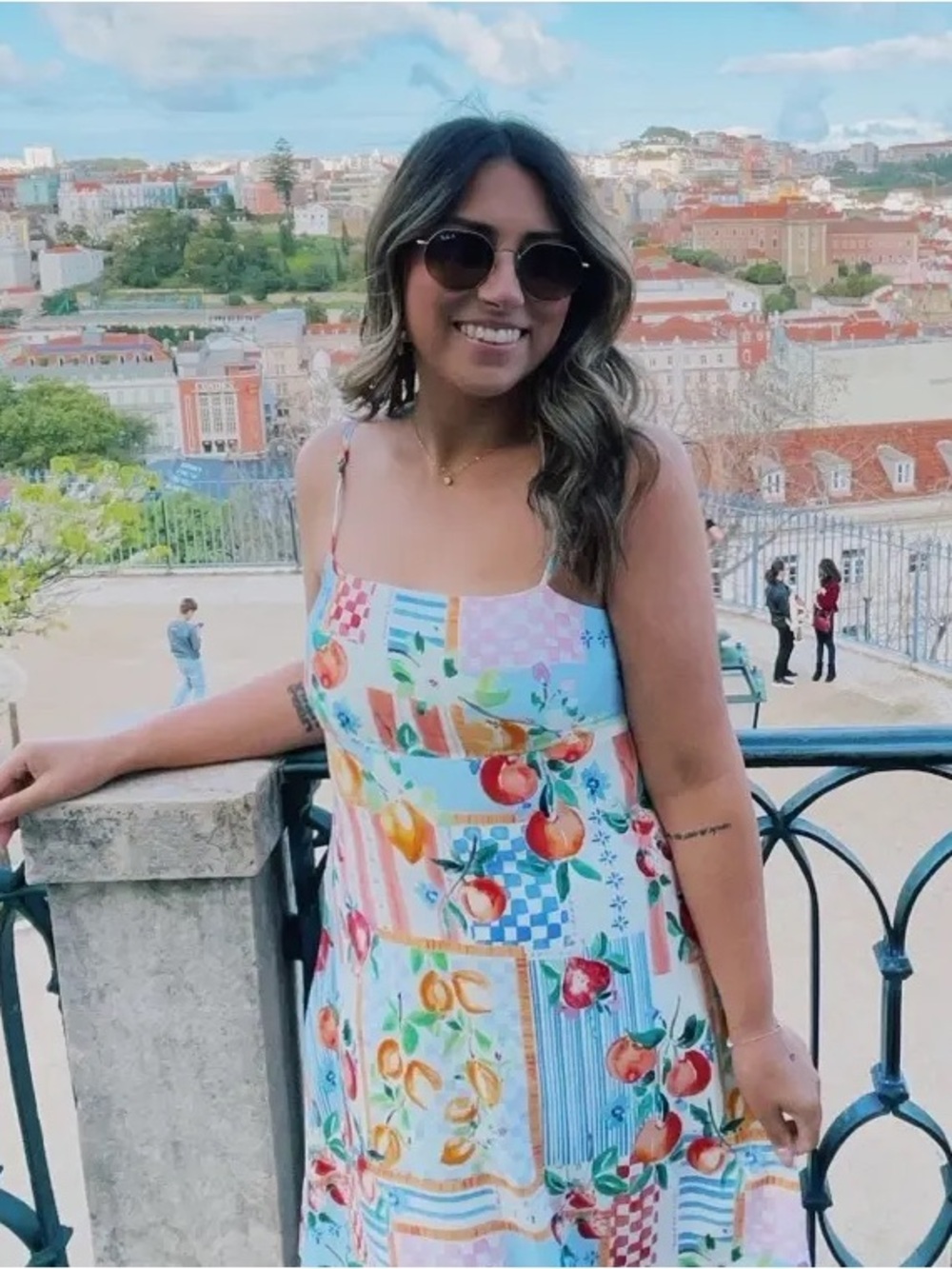 Paper Heart Fruit Patchwork Tie Back Maxi Dress Anthropologie L NWT Euro Summer - Picture 6 of 14